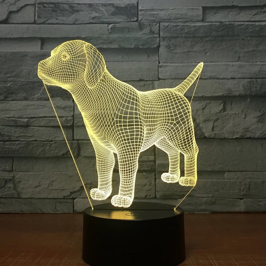 Intra απο ξύλο plywood 3mm-4mm πάχος – και χαραγμένο σκυλί Puppy 3D Illusion Night Light Light 30x30 cm INTRAVECTRY-MY544936