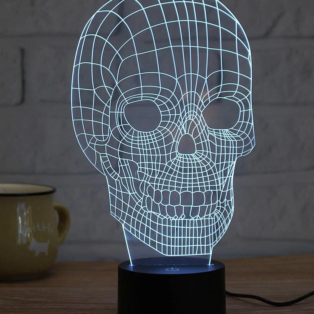 Intra απο ξύλο plywood 3mm-4mm πάχος – και χαραγμένο κρανίο 3D Illusion Night Light Light 45x50 cm INTRAVECTRY-MY544938