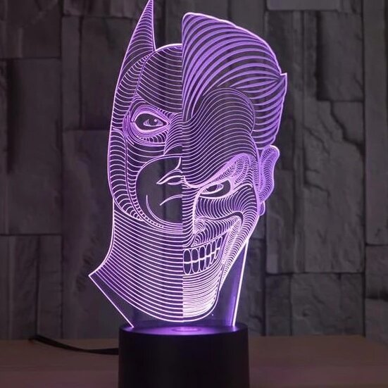 Intra απο ξύλο plywood 3mm-4mm πάχος – Λάμπα 3D Illusion Half Face Batman Joker χαραγμένο με λέιζερ 20x25 cm INTRAVECTRY-MY556458