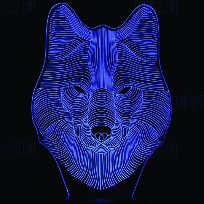 Intra απο ξύλο plywood 3mm-4mm πάχος – Λαμπτήρας Ψευδαίσθησης Τρισδιάστατου Ολόγραμματος Προσώπου Λύκου χαραγμένο με λέιζερ 50x60 cm INTRAVECTRY-MY544949