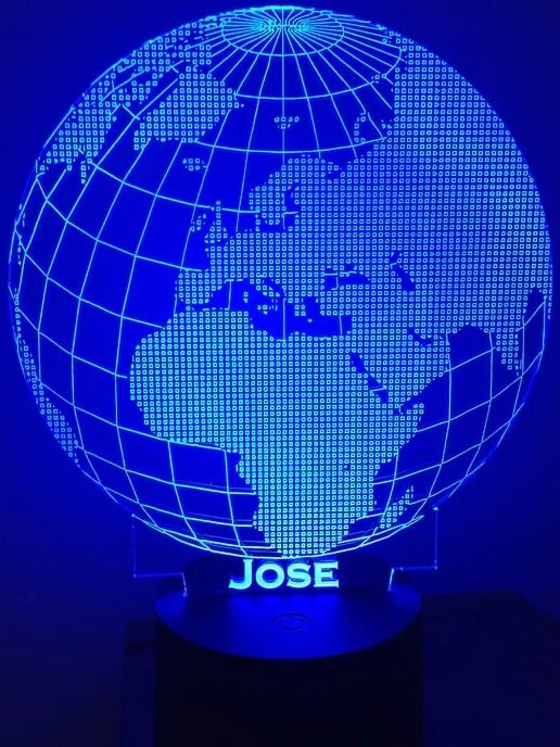 Intra απο ξύλο plywood 3mm-4mm πάχος – Λαμπτήρας νυκτός LED με 3D Illusion World Globe χαραγμένος με λέιζερ 12x15 cm INTRAVECTRY-MY556468