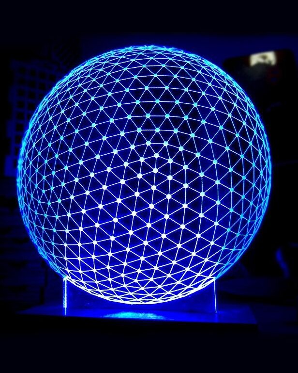 Intra απο ξύλο plywood 3mm-4mm πάχος – ξύλο χαρακτικής λέιζερ με λάμπα νυχτερινού φωτός LED Sphere 3D Illusion 15x15 cm INTRAVECTRY-MY556469