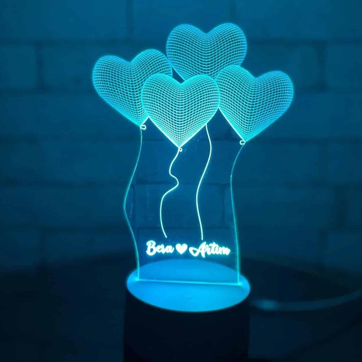 Σετ των 2 Intra απο ξύλο plywood 3mm-4mm πάχος – Τρισδιάστατο ακρυλικό φωτιστικό Love Heart με χαραγμένο με λέιζερ 30x35 cm INTRAVECTRY-MY560622