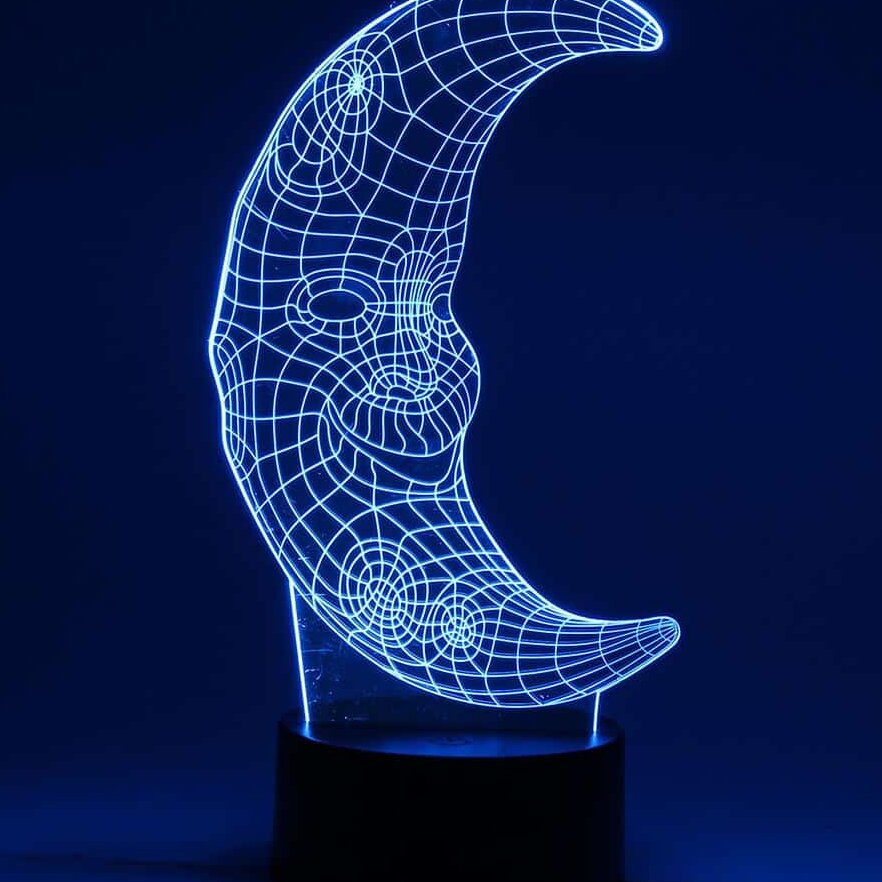 Intra απο ξύλο plywood 3mm-4mm πάχος – ξύλο χαρακτικής με λέιζερ 3D Illusion Lamp Half Moon 40x45 cm INTRAVECTRY-MY544344