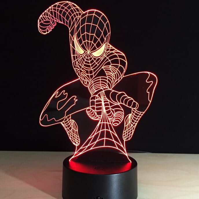 Intra απο ξύλο plywood 3mm-4mm πάχος – ξύλο χαρακτικής λέιζερ με λάμπα νυχτερινού φωτός 3D Spiderman Superhero 50x60 cm INTRAVECTRY-MY544974
