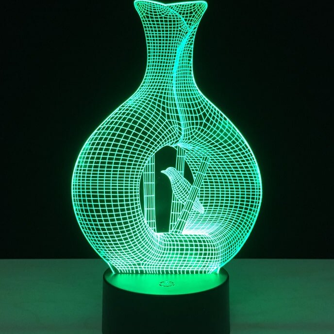 Intra απο ξύλο plywood 3mm-4mm πάχος – ξύλο χαρακτικής λέιζερ βάζο με 3D λάμπα ψευδαίσθησης πουλί 30x35 cm INTRAVECTRY-MY544979