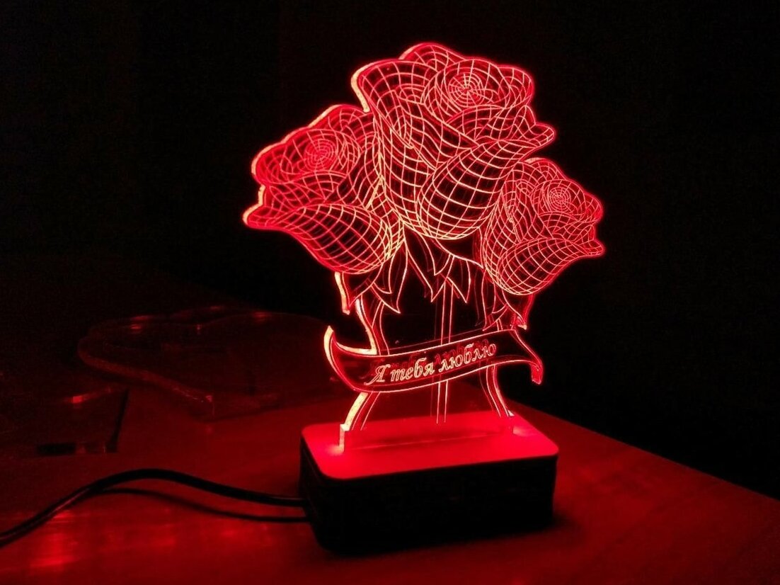 Intra απο ξύλο plywood 3mm-4mm πάχος – ξύλο χαρακτικής λέιζερ με λάμπα νυχτερινού φωτός 3D Optical Illusion 40x40 cm INTRAVECTRY-MY556502