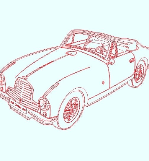 Intra απο ξύλο plywood 3mm-4mm πάχος – ξύλο χαρακτικής με λέιζερ Aston Martin DB2 Car 3D Illusion Lamp 35x40 cm INTRAVECTRY-MY544989