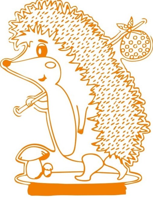 Intra απο ξύλο plywood 3mm-4mm πάχος – ξύλο χαρακτικής με λέιζερ σκαντζόχοιρος με μανιτάρι 3D ακρυλικό φωτιστικό 30x35 cm INTRAVECTRY-MY544991