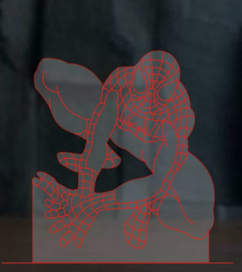 Intra απο ξύλο plywood 3mm-4mm πάχος – ξύλο χαρακτικής με λέιζερ Spiderman Sitting 3D Illusion Lamp for Kids 30x35 cm INTRAVECTRY-MY544993