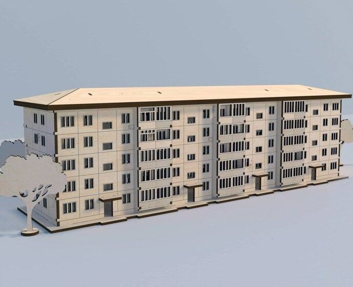 Intra απο ξύλο plywood 3mm-4mm πάχος – ΕΣΣΔ οικοδόμηση τρισδιάστατο ξύλινο μοντέλο 45x50 cm INTRAVECTRY-MY557410