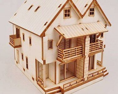 Intra απο ξύλο plywood 3mm-4mm πάχος – Φαντασία Βίλα Duplex Κουκλόσπιτο 3D Ξύλινο Παζλ Κατασκευές ξύλο CDR 40x40 cm INTRAVECTRY-MY557424