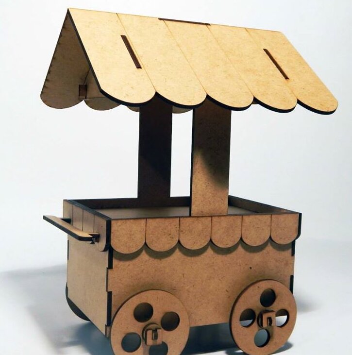 Intra απο ξύλο plywood 3mm-4mm πάχος – Μινιατούρα Sweet Popcorn Cart ξύλο 40x40 cm INTRAVECTRY-MY544444