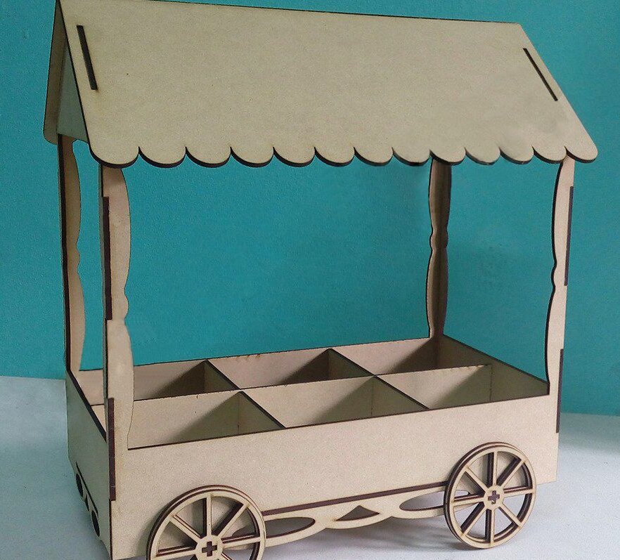 Intra απο ξύλο plywood 3mm-4mm πάχος – Καροτσάκι επιδόρπιο καραμελών με ξύλο 6 θέσεων 45x50 cm INTRAVECTRY-MY561489