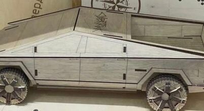 Intra απο ξύλο plywood 3mm-4mm πάχος – ξύλο 3D Ξύλινου Μοντέλου Tesla Cybertruck 40x45 cm INTRAVECTRY-MY561498