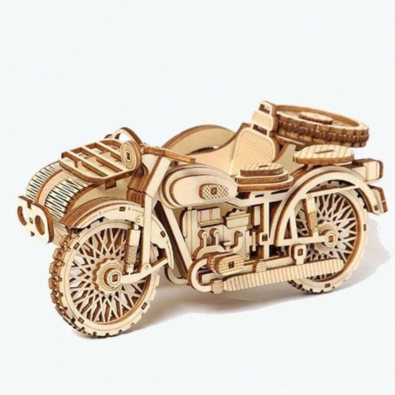 Intra απο ξύλο plywood 3mm-4mm πάχος – Μοτοσικλέτα με ξύλο 3D ξύλινου κιτ κατασκευής Sidecar 25x30 cm INTRAVECTRY-MY544463