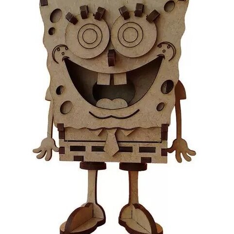 Σετ των 2 Intra απο ξύλο plywood 3mm-4mm πάχος – ξύλο 3D Ξύλινου Μοντέλου Μπομπ Σφουγγαράκης 25x30 cm INTRAVECTRY-MY554522