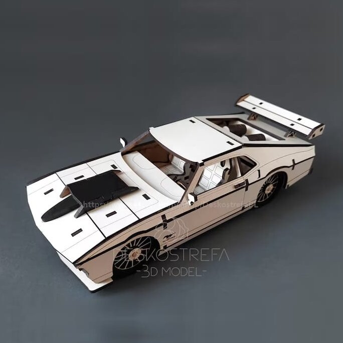 Intra απο ξύλο plywood 3mm-4mm πάχος – ξύλο Ford Mustang Car 3D Ξύλινο Μοντέλο 45x50 cm INTRAVECTRY-MY560671