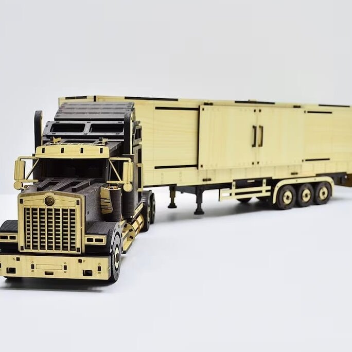 Intra απο ξύλο plywood 3mm-4mm πάχος – Μηχανικό τρισδιάστατο ξύλο παζλ American Freightliner Truck 20x20 cm INTRAVECTRY-MY561515