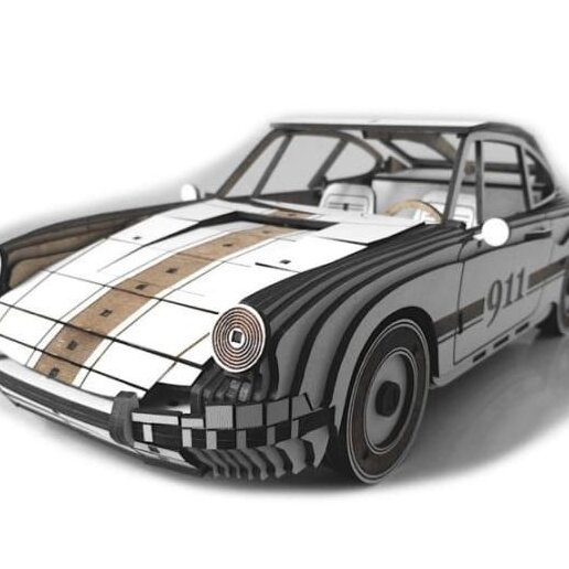 Intra απο ξύλο plywood 3mm-4mm πάχος – ξύλο κλασικού ξύλινου μοντέλου Porsche 911 50x60 cm INTRAVECTRY-MY544473
