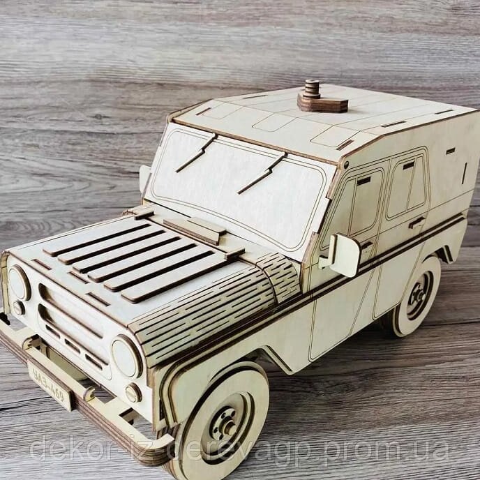 Intra απο ξύλο plywood 3mm-4mm πάχος – Μίνι μπαρ UAZ Military Vehicle Wood File 45x50 cm INTRAVECTRY-MY560676
