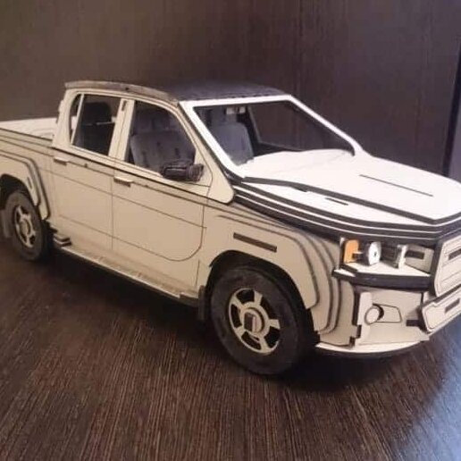 Intra απο ξύλο plywood 3mm-4mm πάχος – ξύλο Toyota Hilux 3D Wooden Model Kit Puzzle 20x25 cm INTRAVECTRY-MY560689