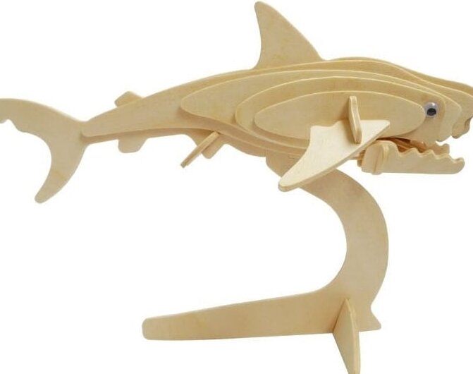 Intra απο ξύλο plywood 3mm-4mm πάχος – Shark Fish on Stand ξύλο 3D ξύλινου κιτ μοντέλων 45x50 cm INTRAVECTRY-MY561558