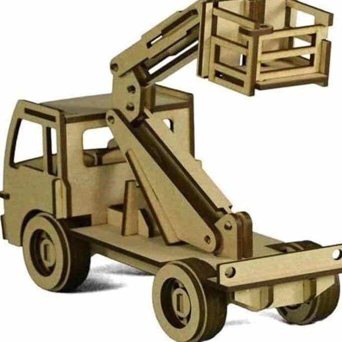 Intra απο ξύλο plywood 3mm-4mm πάχος – ξύλο Mini Cherry Picker Truck Toy Puzzle Kit 20x25 cm INTRAVECTRY-MY555835