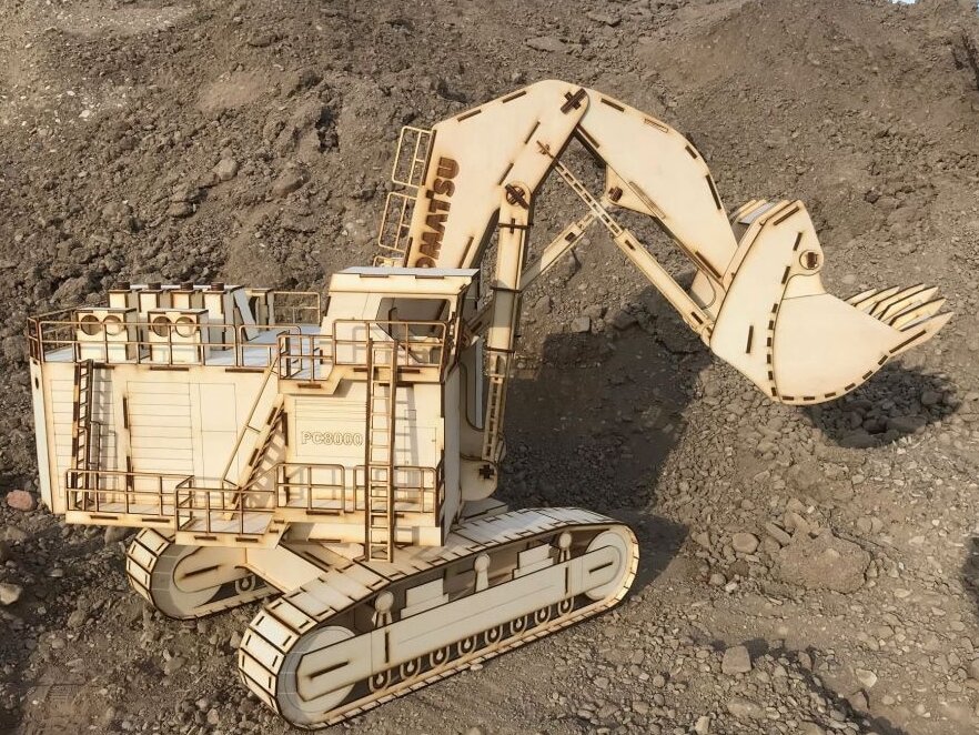 Intra απο ξύλο plywood 3mm-4mm πάχος – ξύλο 3D ξύλινου μοντέλου Hitachi Ex8000 Mining Excavator 25x30 cm INTRAVECTRY-MY544516