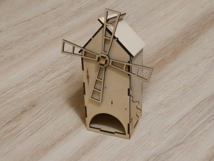 Intra απο ξύλο plywood 3mm-4mm πάχος – Ανεμόμυλος Tea House 25x25 cm INTRAVECTRY-MY560352