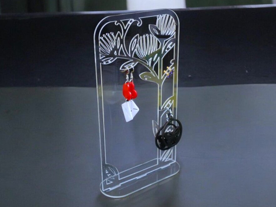 Σετ των 3 Intra απο ξύλο plywood 3mm-4mm πάχος – Ακρυλικό διαφανές σκουλαρίκι Organizer Stand 30x30 cm INTRAVECTRY-MY560061