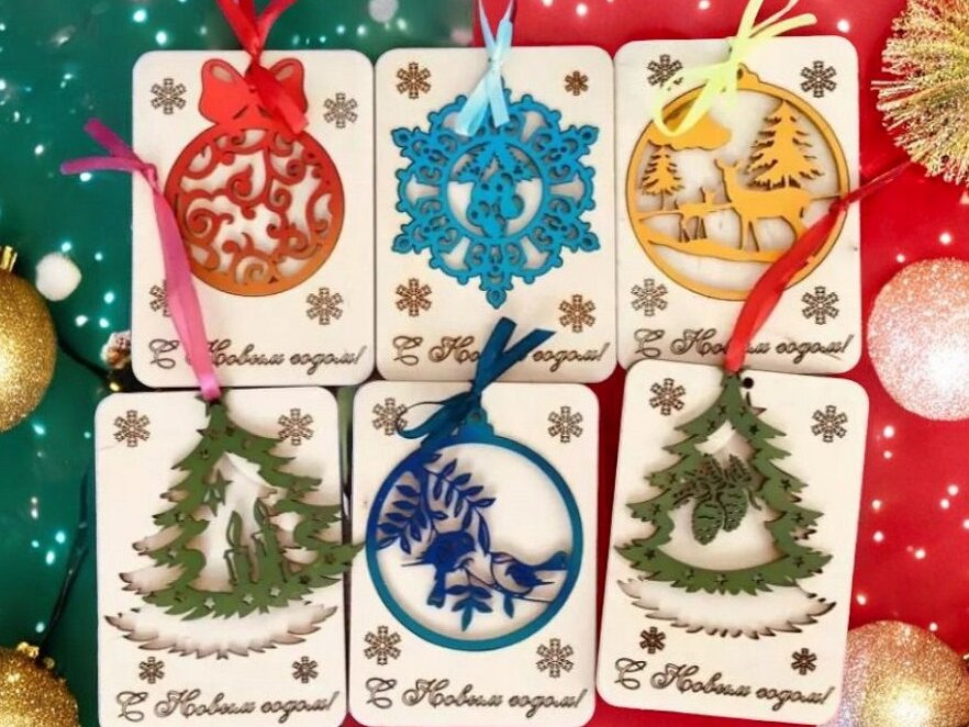 Σετ των 3 Intra απο ξύλο plywood 3mm-4mm πάχος – Ξύλινες χριστουγεννιάτικες κάρτες 25x25 cm INTRAVECTRY-MY550405