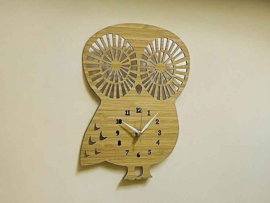 Σετ των 3 Intra απο ξύλο plywood 3mm-4mm πάχος – Ξύλινο ρολόι τοίχου κουκουβάγια 50x60 cm INTRAVECTRY-MY560139