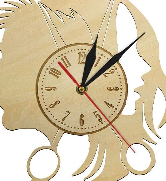 Intra απο ξύλο plywood 3mm-4mm πάχος – Μοντέρνο ρολόι τοίχου κομμωτήρια ομορφιάς 30x30 cm INTRAVECTRY-MY560900