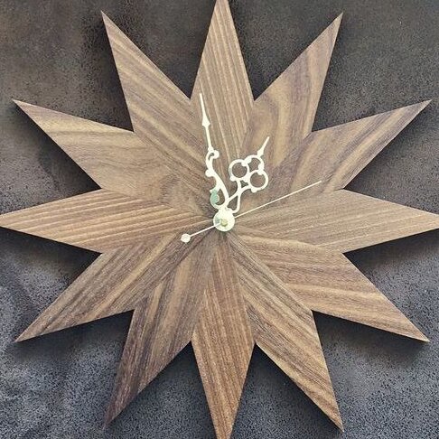 Σετ των 3 Intra απο ξύλο plywood 3mm-4mm πάχος – Ρολόι τοίχου 12 αστεριών από κόντρα πλακέ 20x20 cm INTRAVECTRY-MY560141