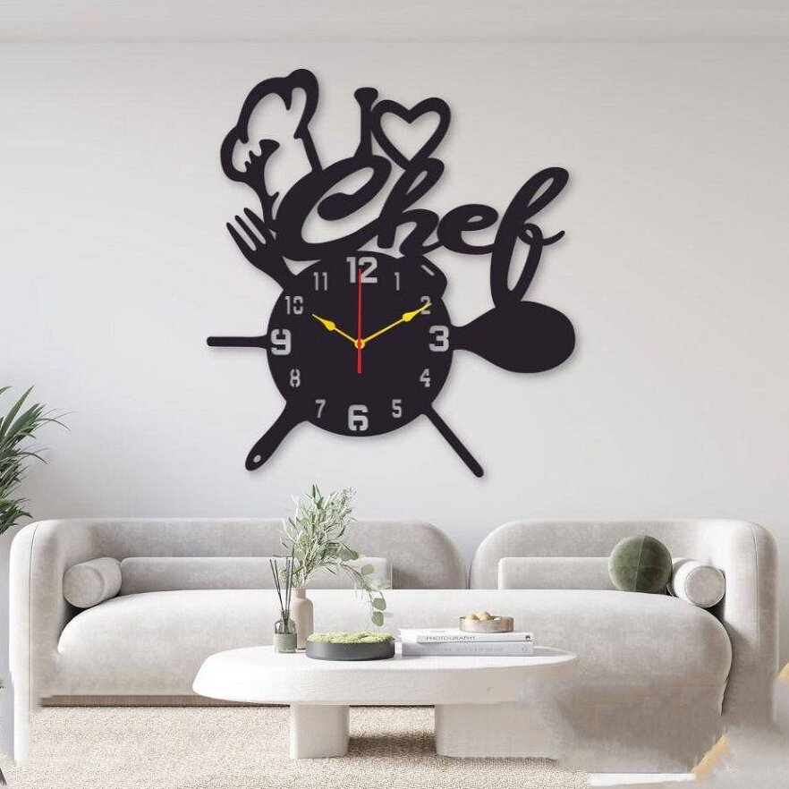 Intra απο ξύλο plywood 3mm-4mm πάχος – Ξύλινο ρολόι τοίχου κουζίνας Chef 25x30 cm INTRAVECTRY-MY557107