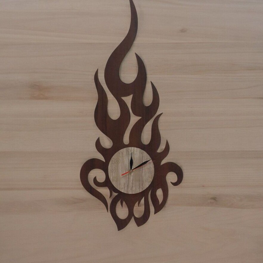Intra απο ξύλο plywood 3mm-4mm πάχος – Ξύλινο ρολόι τοίχου Fire Flame 25x30 cm INTRAVECTRY-MY547452