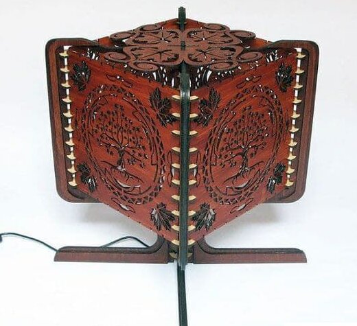 Σετ των 2 Intra απο ξύλο plywood 3mm-4mm πάχος – Επιτραπέζιο φωτιστικό σκιάς Filigree Tree of Life 40x45 cm INTRAVECTRY-MY554282