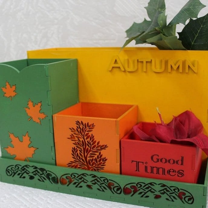 Σετ των 3 Intra απο ξύλο plywood 3mm-4mm πάχος – ξύλο οργάνωσης γραφείου με θέμα το φθινόπωρο 20x25 cm INTRAVECTRY-MY561376