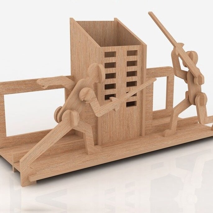 Σετ των 2 Intra απο ξύλο plywood 3mm-4mm πάχος – ξύλο μολυβιού περίφραξης Swordplay από κόντρα πλακέ 35x40 cm INTRAVECTRY-MY558433