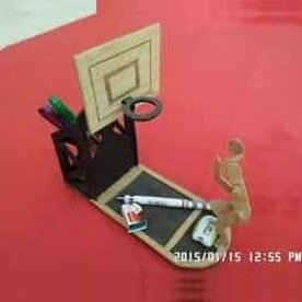 Σετ των 2 Intra απο ξύλο plywood 3mm-4mm πάχος – ξύλο θήκης στυλό με θέμα το γήπεδο μπάσκετ 40x40 cm INTRAVECTRY-MY558439