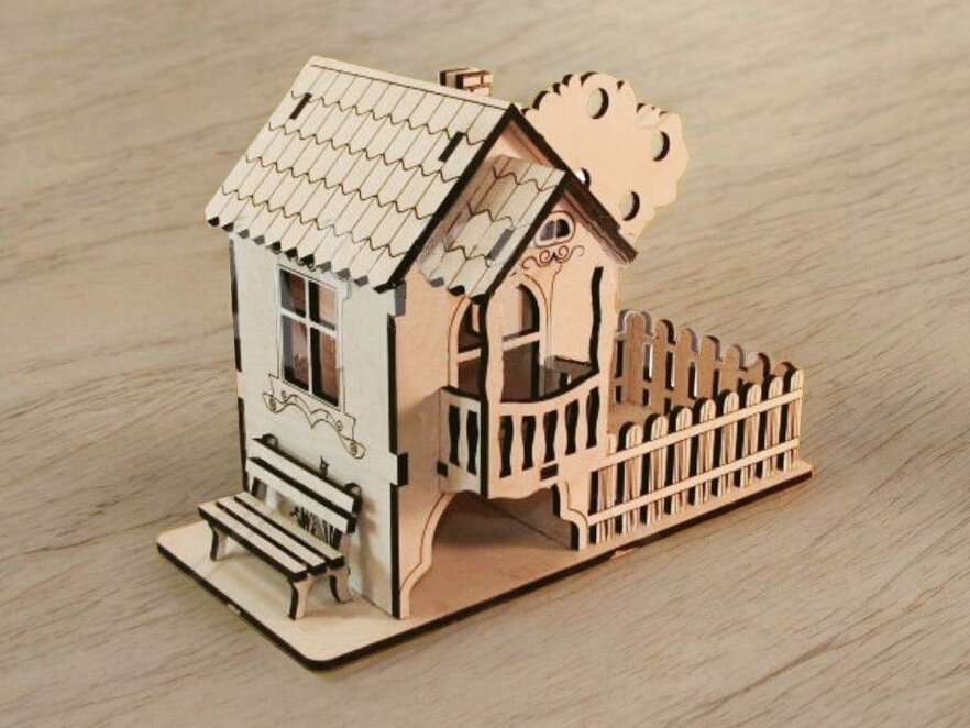 Intra απο ξύλο plywood 3mm-4mm πάχος – Τσαγιού με μπολ καραμέλας 30x30 cm INTRAVECTRY-MY544812