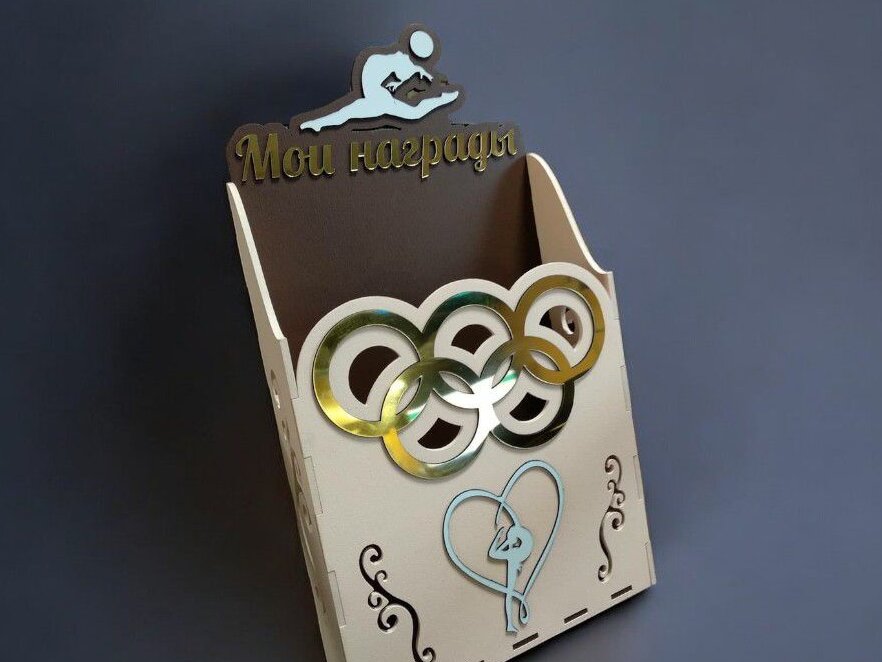 Intra απο ξύλο plywood 3mm-4mm πάχος – Κουτί κατόχου μεταλλίων γυμναστικής 30x30 cm INTRAVECTRY-MY553867