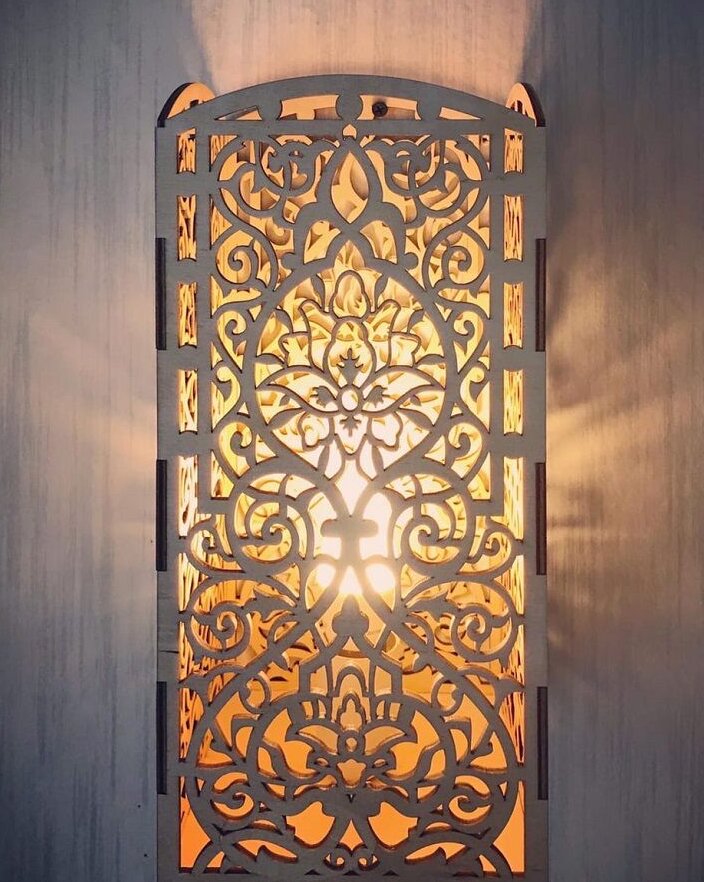 Intra απο ξύλο plywood 3mm-4mm πάχος – Φωτιστικό νύχτας με floral σχέδιο τοίχου 45x50 cm INTRAVECTRY-MY547515