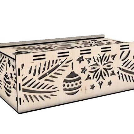 Σετ των 3 Intra απο ξύλο plywood 3mm-4mm πάχος – Χριστουγεννιάτικη μολυβοθήκη με συρόμενο καπάκι 40x40 cm INTRAVECTRY-MY548630