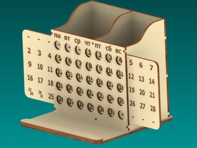 Σετ των 2 Intra απο ξύλο plywood 3mm-4mm πάχος – Επιτραπέζιο Διαρκές Ημερολόγιο με ξύλο Organizer Pen 50x60 cm INTRAVECTRY-MY558428