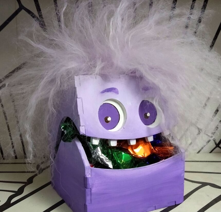 Intra απο ξύλο plywood 3mm-4mm πάχος – Χαριτωμένο Monster Candy Box 20x25 cm INTRAVECTRY-MY557073