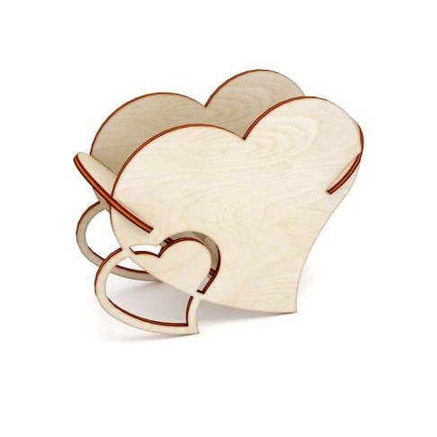 Σετ των 3 Intra απο ξύλο plywood 3mm-4mm πάχος – Καλάθι λουλουδιών σε σχήμα καρδιάς 30x30 cm INTRAVECTRY-MY557023