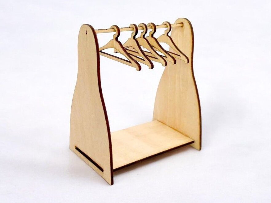 Intra απο ξύλο plywood 3mm-4mm πάχος – Κούκλα Barbie Ράφι ρούχων με κρεμάστρες 40x45 cm INTRAVECTRY-MY553833