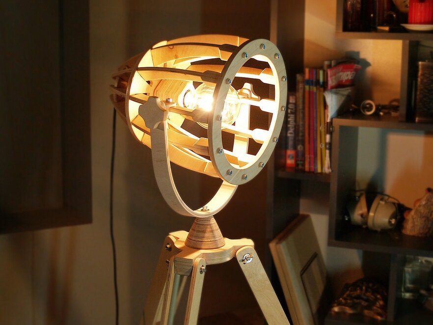 Intra απο ξύλο plywood 3mm-4mm πάχος – ξύλο CDR με ρυθμιζόμενο φωτιστικό δαπέδου τρίποδου 40x45 cm INTRAVECTRY-MY554241